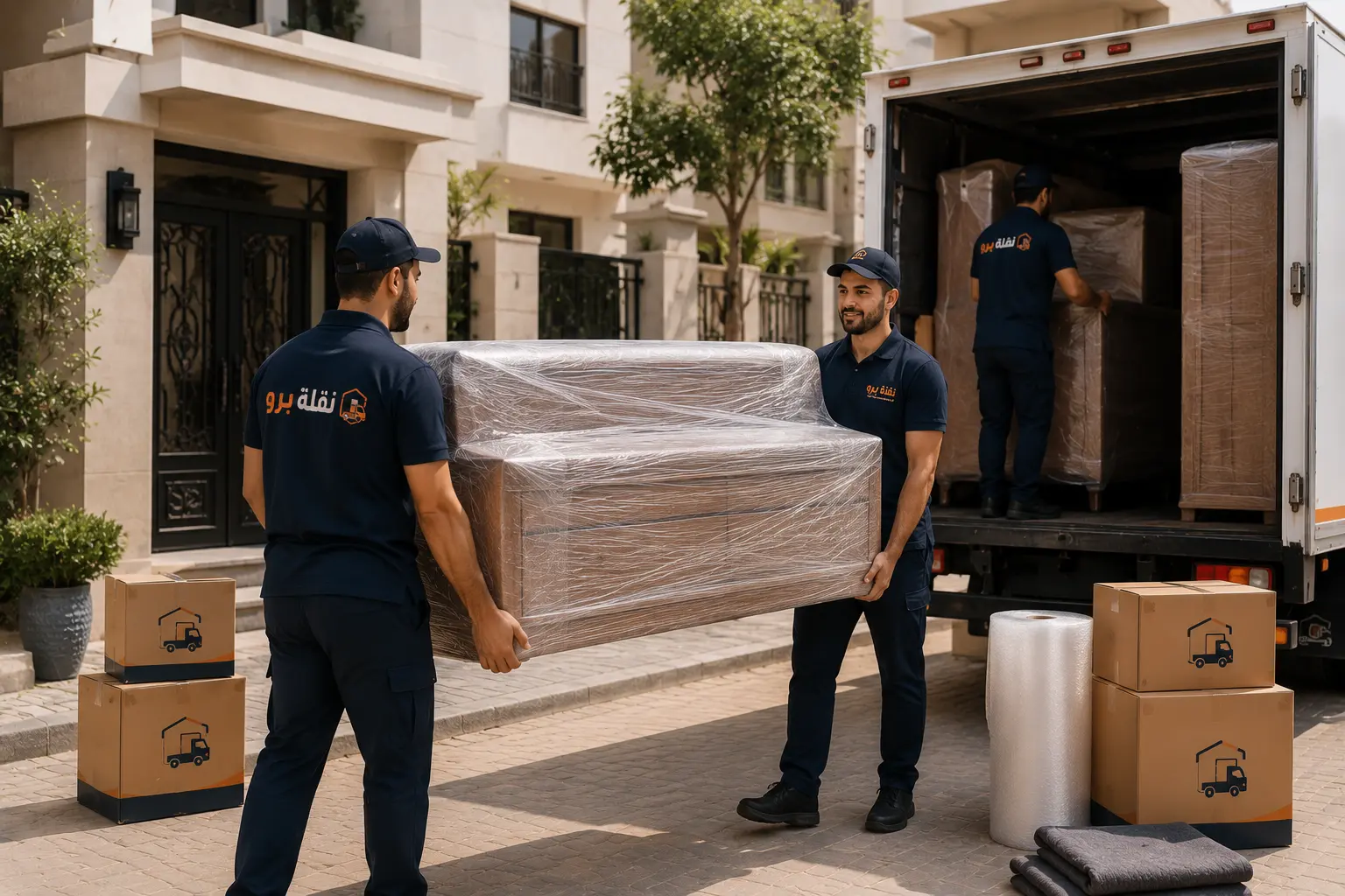 فريق نقلة برو بالزي الموحد أثناء العمل